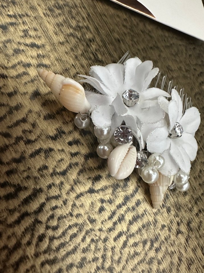 Gelin tacı tokası Boncuklu Beyaz Bohem Saç Tokası - Görsel 2