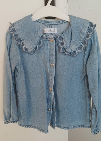 Nakışlı Düğmeli Kız Denim Gömlek