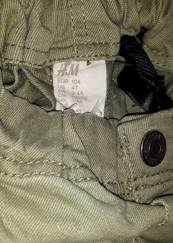 4 Yaş Beden Düğmeli kız Çocuk yeşil Kot Pantolon