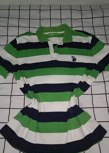 vintage Çizgili Polo uzun kollu