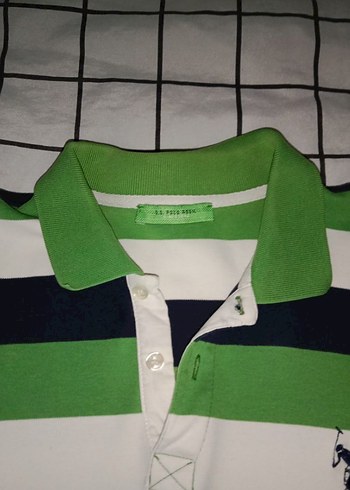 m Beden vintage Çizgili Polo uzun kollu