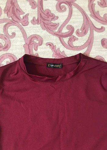 l Beden Bordo Kadın Kısa Kollu Uzun Elbise