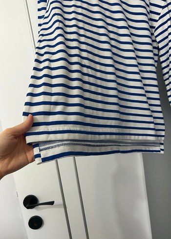 Mavi Çizgili Hamile Uzun Kollu Tişört - Görsel 4