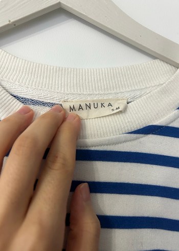 Mavi Çizgili Hamile Uzun Kollu Tişört - Görsel 3