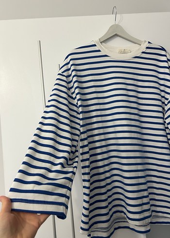 Mavi Çizgili Hamile Uzun Kollu Tişört - Görsel 2