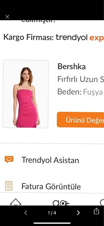 xs Beden Bershka fırfırlı drapeli elbise