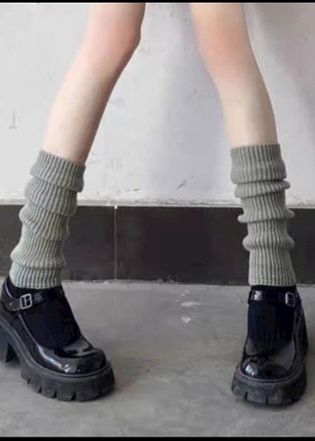 Gri y2k grunge tozluk çorap