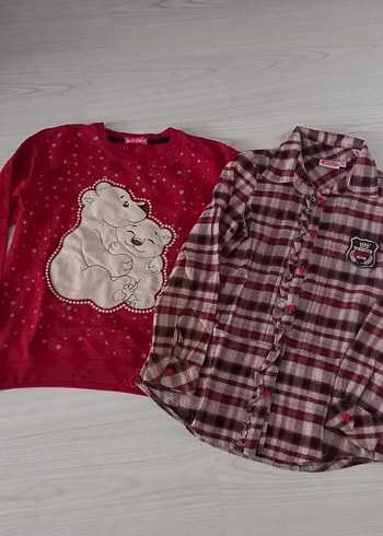 Kız Çocuk Uzun Kollu Kırmızı Baskılı Sweatshirt - Görsel 3