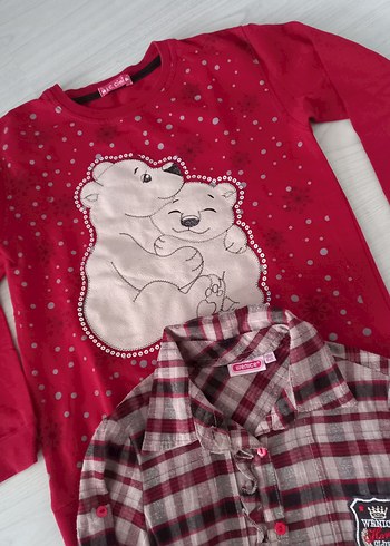 Kız Çocuk Uzun Kollu Kırmızı Baskılı Sweatshirt - Görsel 6