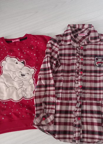 Kız Çocuk Uzun Kollu Kırmızı Baskılı Sweatshirt - Görsel 4