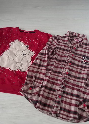 Kız Çocuk Uzun Kollu Kırmızı Baskılı Sweatshirt - Görsel 2