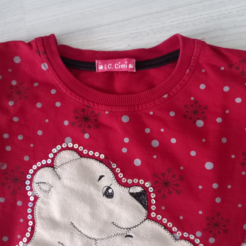 Kız Çocuk Uzun Kollu Kırmızı Baskılı Sweatshirt - Görsel 5