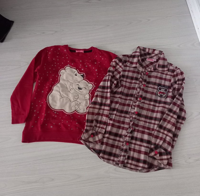 Kız Çocuk Uzun Kollu Kırmızı Baskılı Sweatshirt - Görsel 3