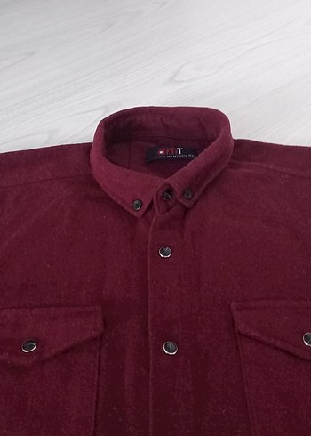 Bordo Erkek Düğmeli Uzun Kollu Gömlek - Görsel 3