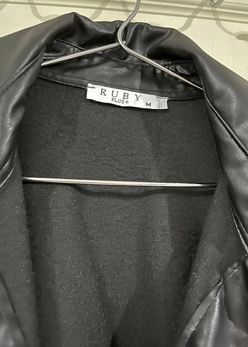 Düğmeli Siyah Deri Kadın Ceket - Görsel 2