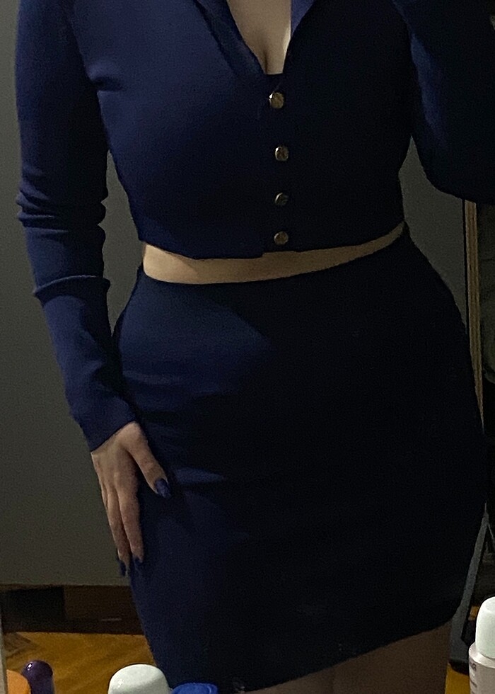 lacivert etekli takım - Görsel 4