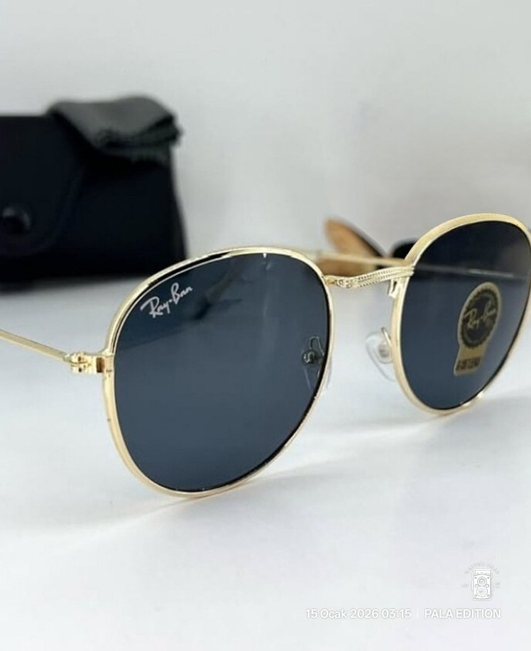 RayBan Round Metal. Deri Rayban kılıf ve silme bezi set olarak - Görsel 2