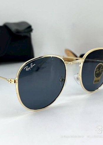 RayBan Round Metal. Deri Rayban kılıf ve silme bezi set olarak - Görsel 3
