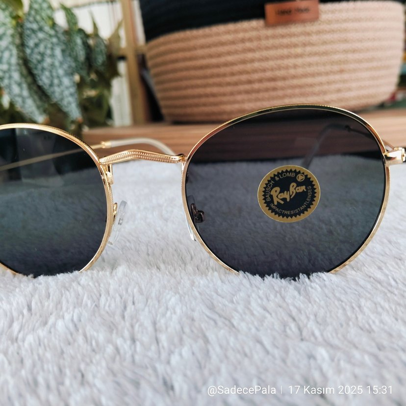 RayBan Round Metal. Deri Rayban kılıf ve silme bezi set olarak - Görsel 5
