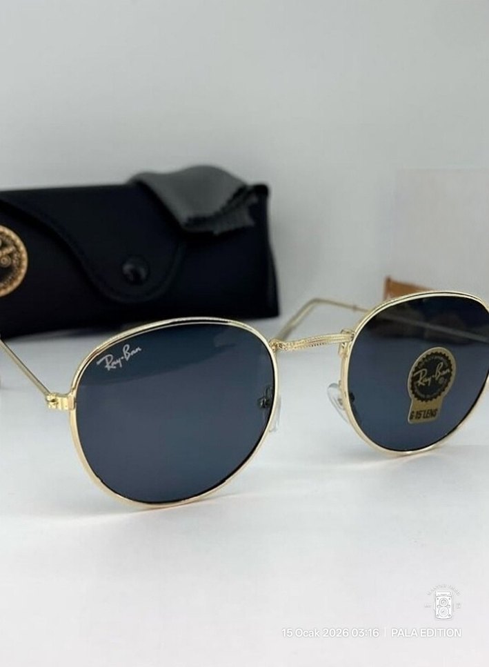 RayBan Round Metal. Deri Rayban kılıf ve silme bezi set olarak - Görsel 2