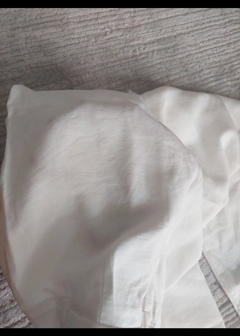 36 Beden Kadın Keten Beyaz Normal Kesim Pantolon