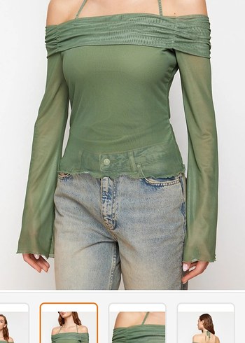 haki Madonna yaka bluz - Görsel 2