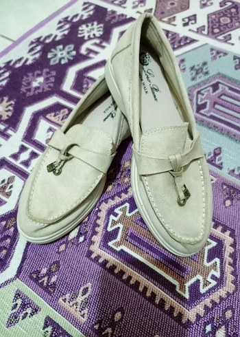 Bej Süet Kız Çocuk Loafer Ayakkabı