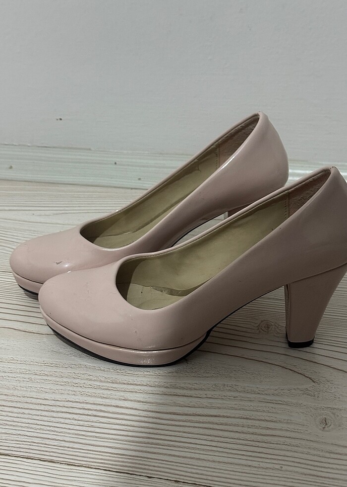 Pudra pembesi kadın topuklu ayakkabı - Görsel 2