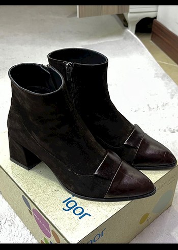 Kahverengi Süet Kadın Topuklu Bot - Görsel 2