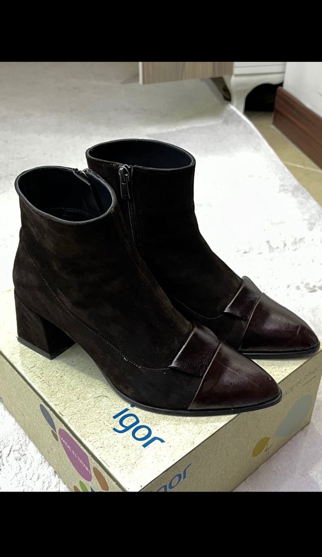 Kahverengi Süet Kadın Topuklu Bot - Görsel 2