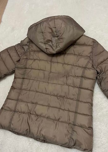 Kadın Bej Midi Mont, Kapüşonlu, Suni Kürk Detaylı - Görsel 4