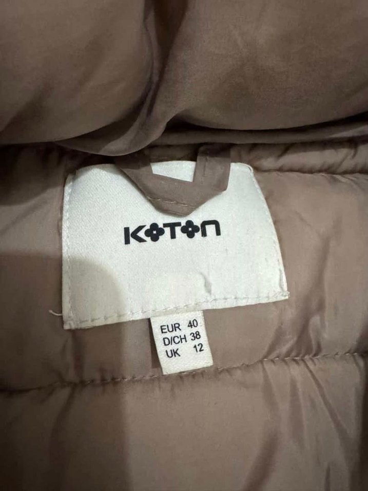 Kadın Bej Midi Mont, Kapüşonlu, Suni Kürk Detaylı - Görsel 5