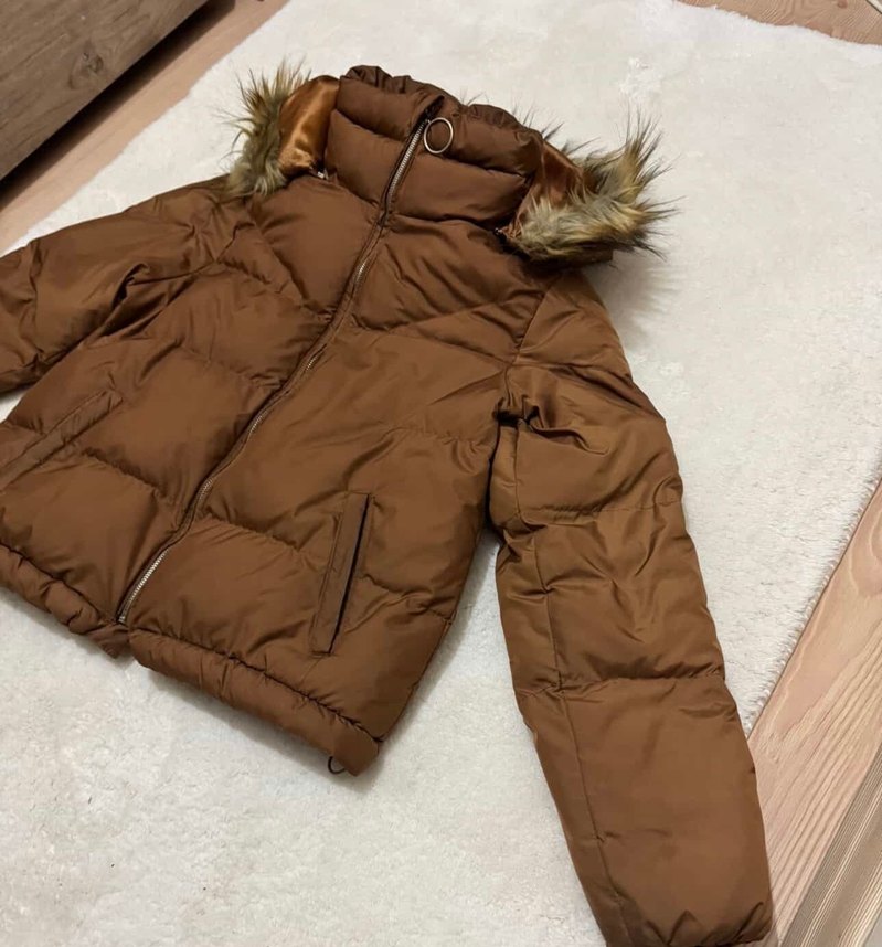 Kürklü Kahverengi Kadın  Mont - Görsel 2