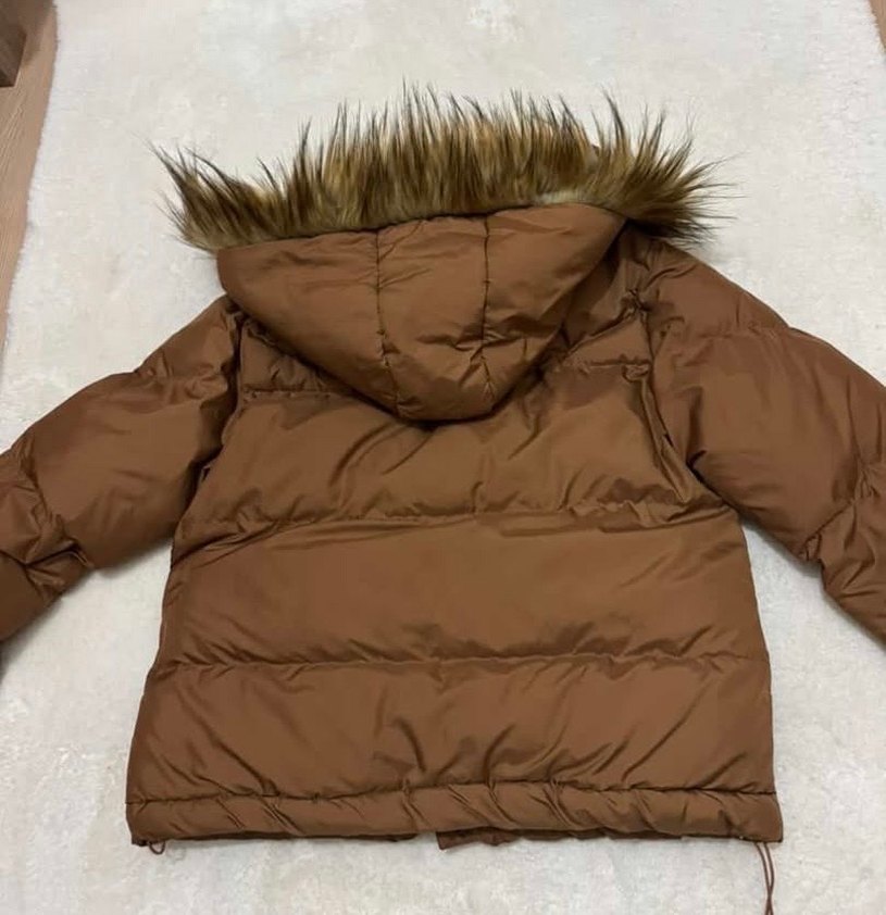 Kürklü Kahverengi Kadın  Mont - Görsel 4