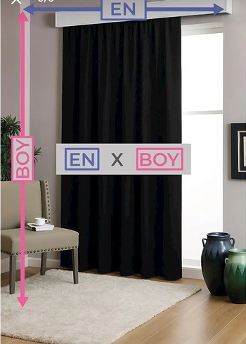 siyah renk blackout karartma perde özel dikim FABRİKADAN HALKA - Görsel 4