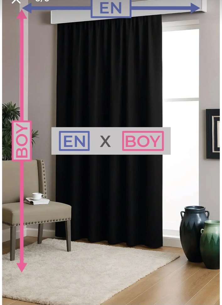 siyah renk blackout karartma perde özel dikim FABRİKADAN HALKA - Görsel 4