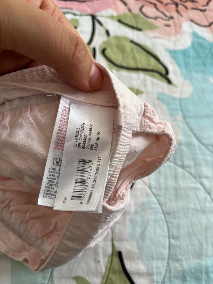 Dantel Detaylı Pembe Keten Çocuk Şapkası - Görsel 3