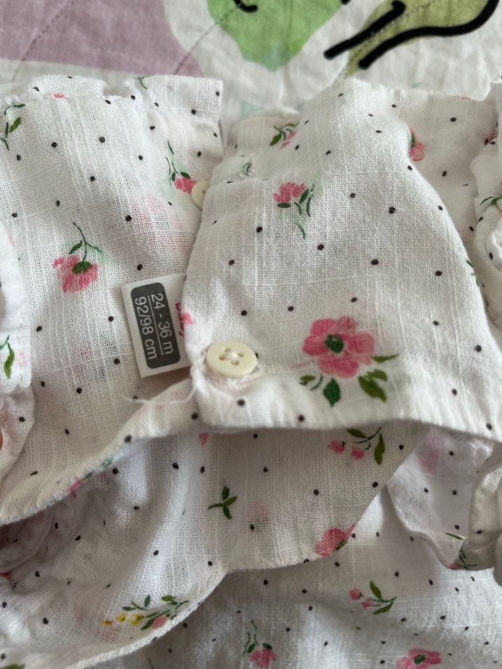 Kız Çocuk Beyaz Çiçekli Fırfırlı Elbise - Görsel 2