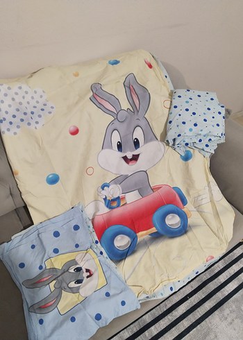 Bebek Arabalı Tavşan Desenli Pastel Uyku Seti - Görsel 2