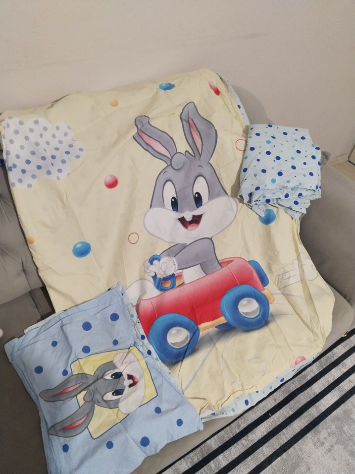 Bebek Arabalı Tavşan Desenli Pastel Uyku Seti - Görsel 2