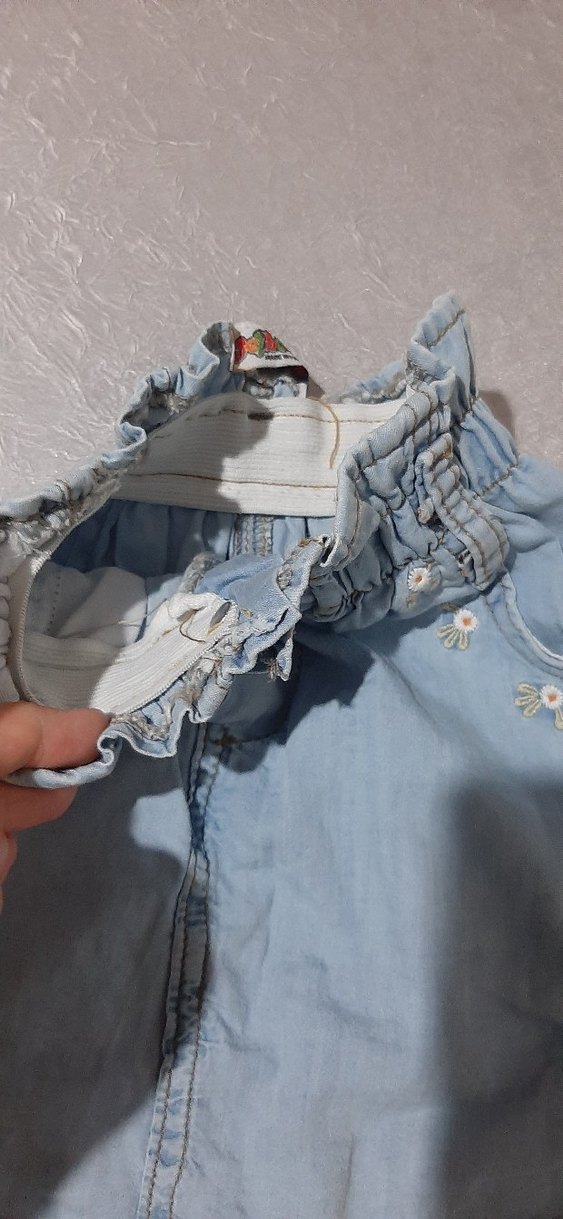 Nakışlı Düğmeli Kız Kot gömlek etek - Görsel 3