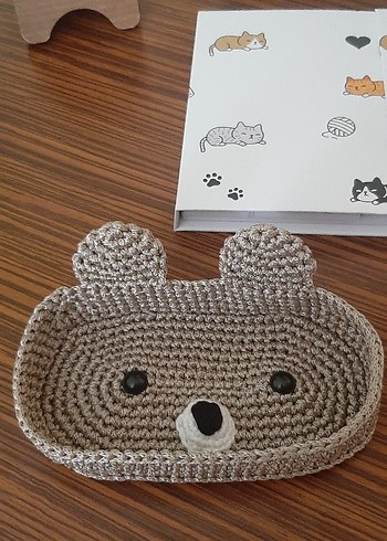 Kahverengi Örgü Ayı Gözlük Tutucu - Görsel 3