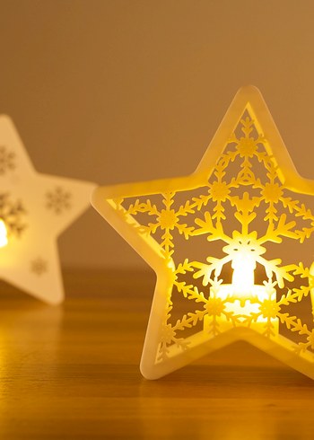 Beyaz Yıldız Şekilli Mumluk Seti / İkili - Görsel 2