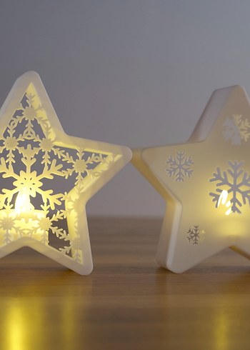 Beyaz Yıldız Şekilli Mumluk Seti / İkili - Görsel 3