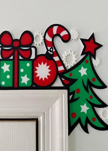 Kırmızı ve Yeşil Yılbaşı Kapı Süsü - Görsel 3