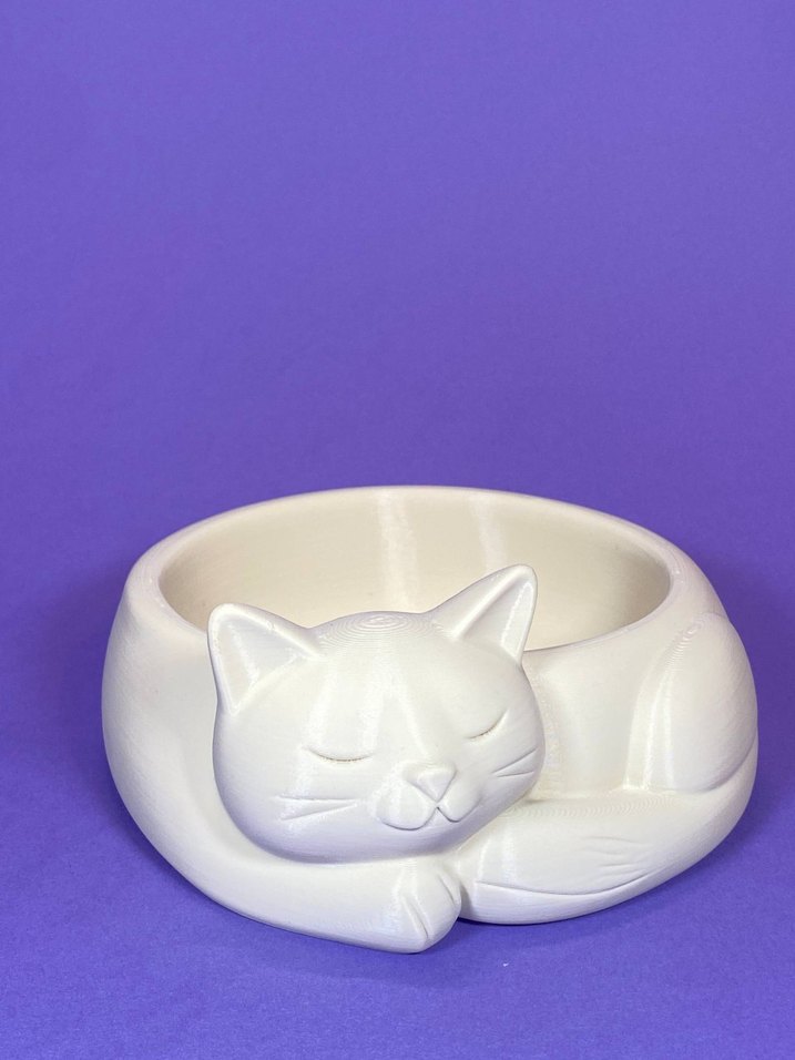 Beyaz Kedi Tasarımlı Seramik Mama Kabı - Görsel 2