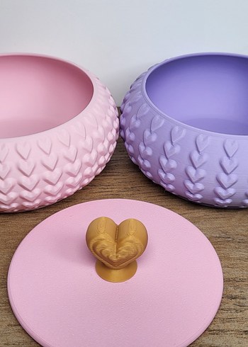 Kalp Desenli Pastel Mor ve Pembe Takı kutusu - Görsel 2