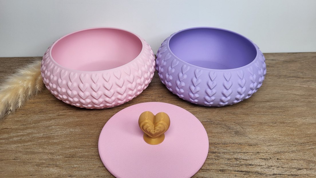 Kalp Desenli Pastel Mor ve Pembe Takı kutusu - Görsel 2