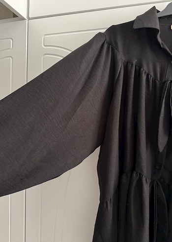 Siyah Uzun Keten Kadın Tunik - Görsel 3