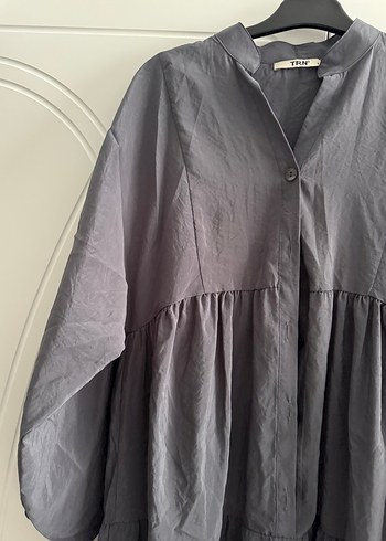 Gri Uzun Keten Elbise, Salaş ve Pilili - Görsel 2